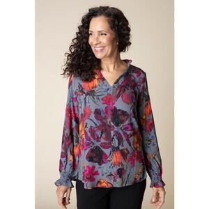 Vintage Print Flounce Shirt